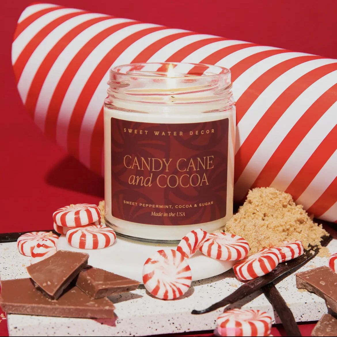 Candy Cane and Cocoa Candle