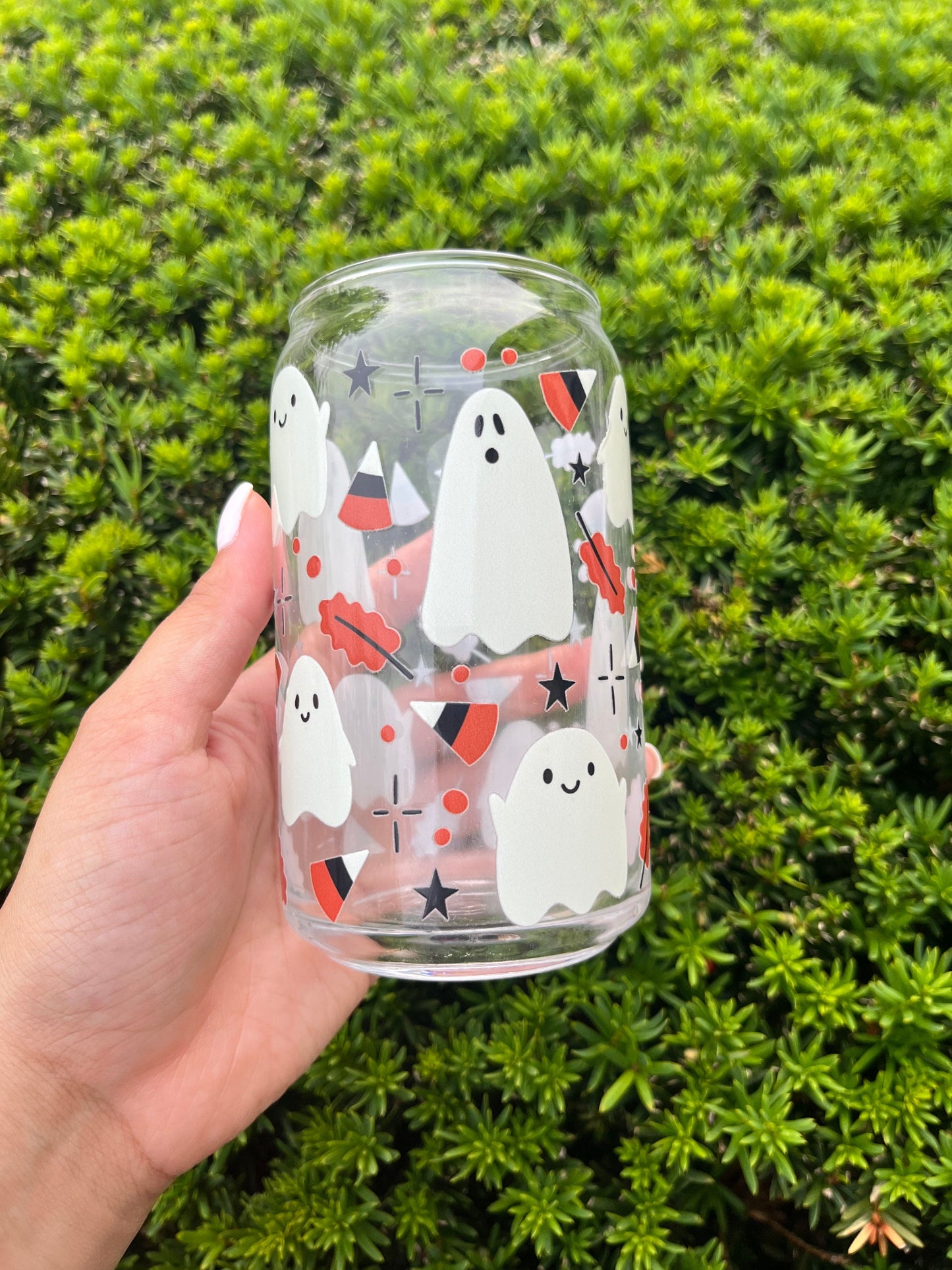 Fall Ghosties Glass Can Cup