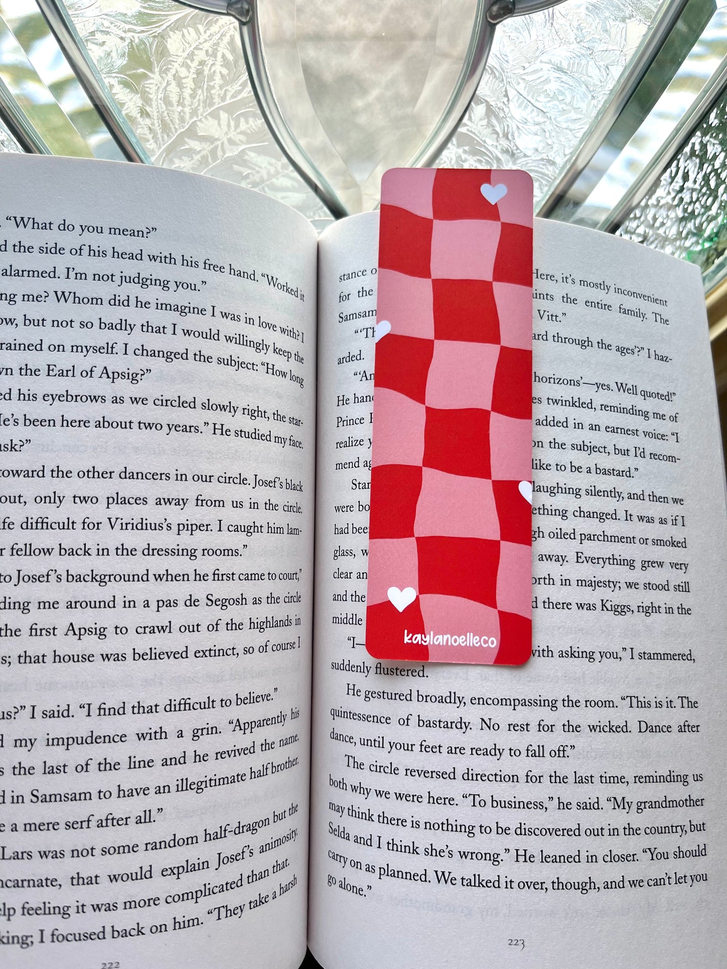 Retro Red with White Hearts - Bookmark