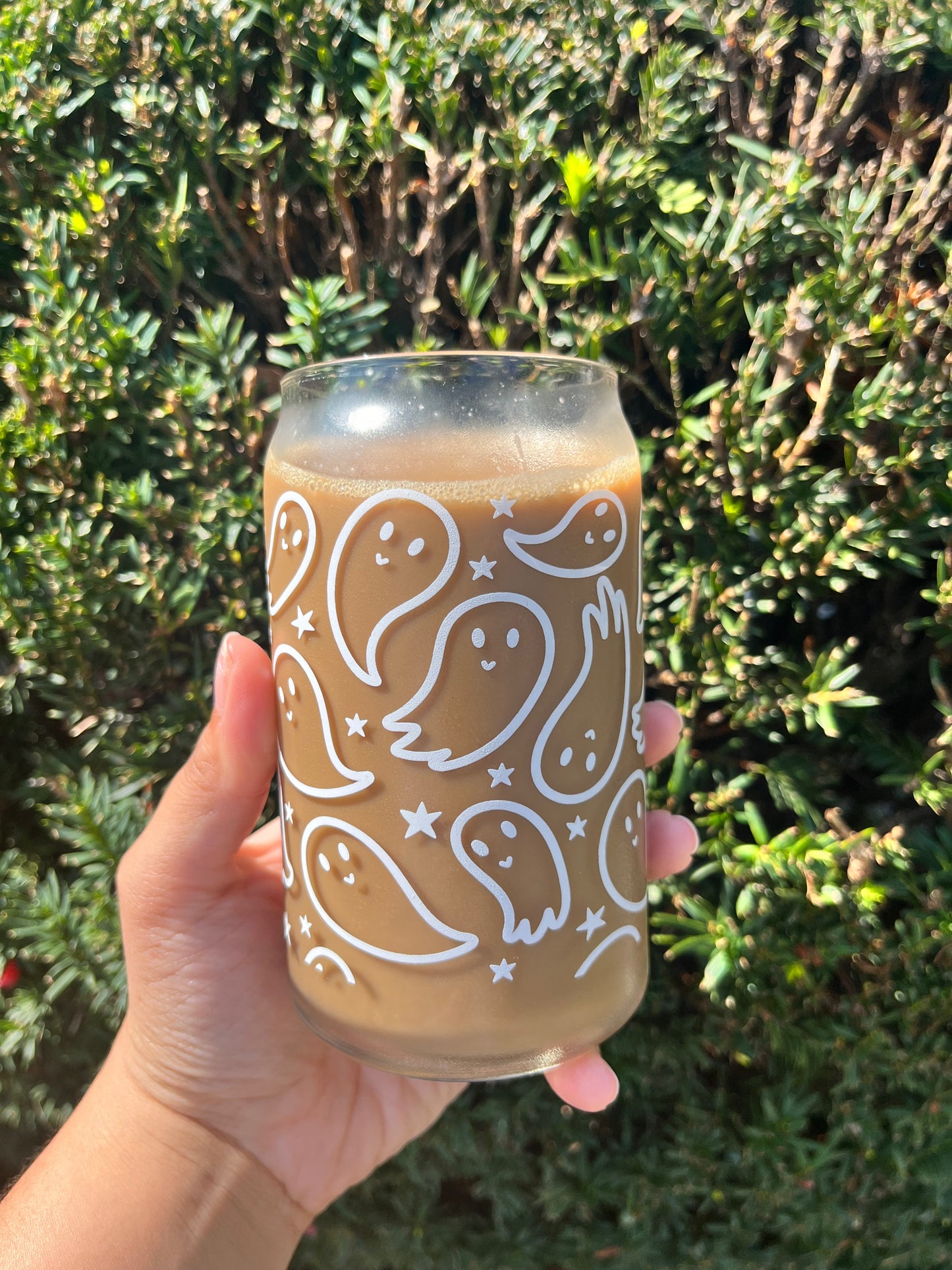 Gleeful Ghosties 16 oz Dishwasher Safe Glass Can Cups