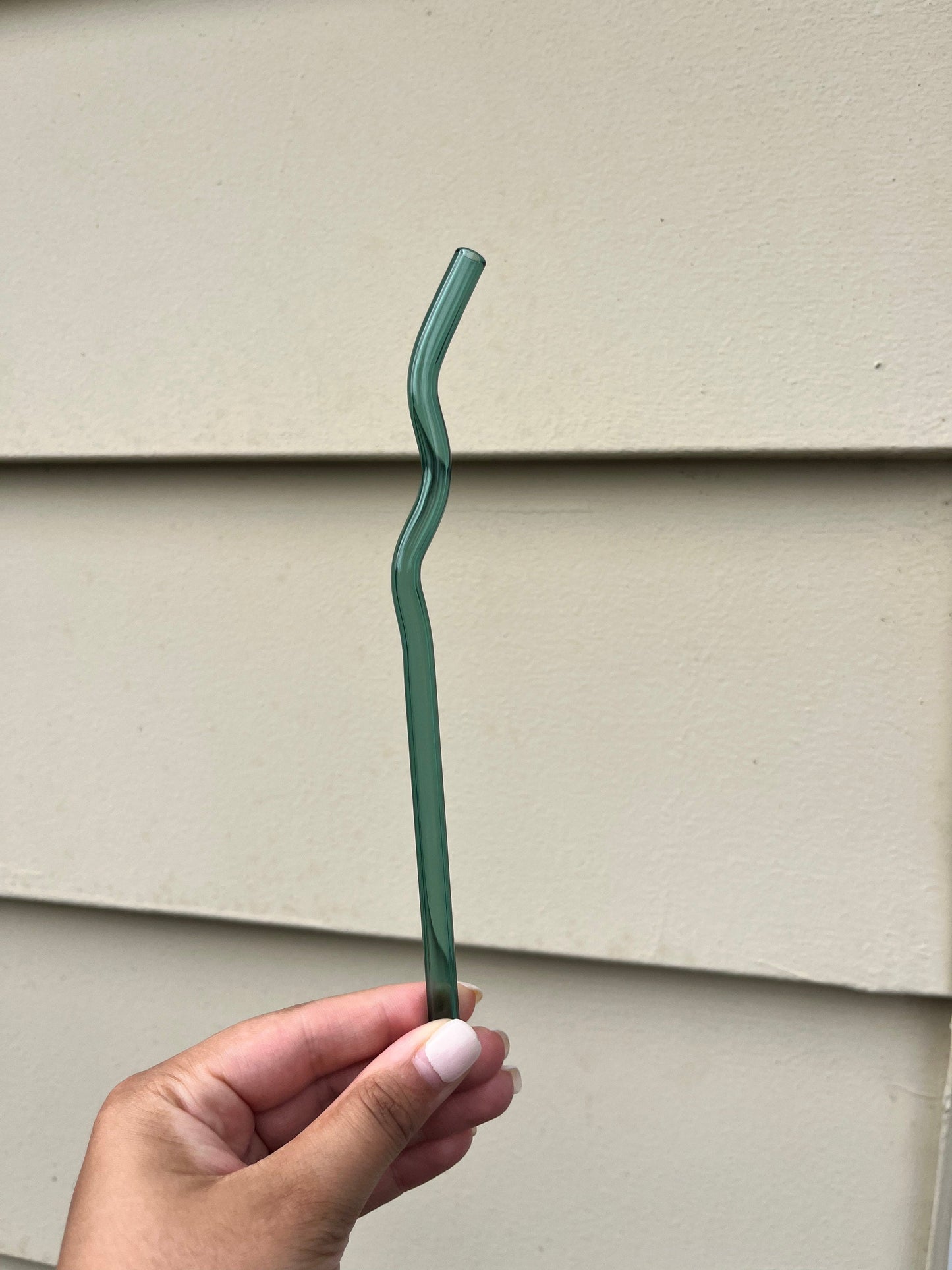 Teal (Blue/Green) Squiggly Glass Straws