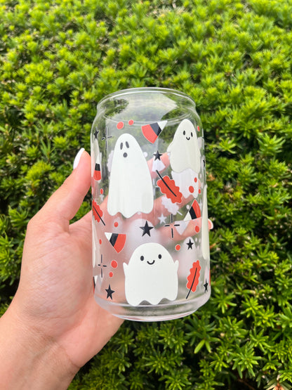 Fall Ghosties Glass Can Cup