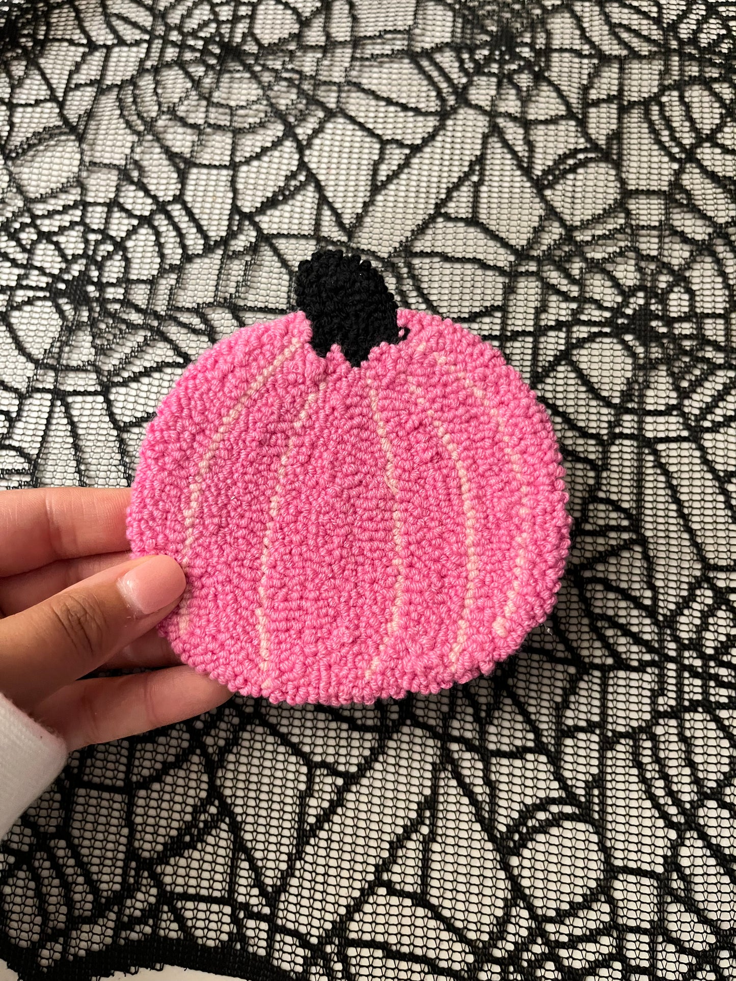 Pink Pumpkin Mug Rug Coaster