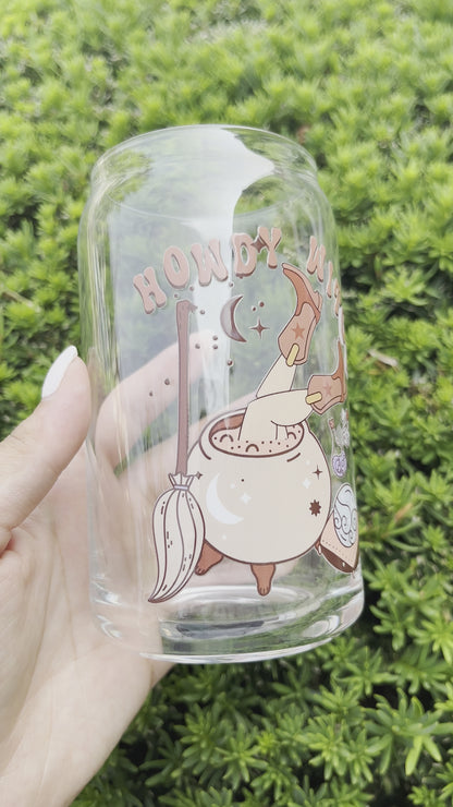 Howdy Witch Glass Can Cup